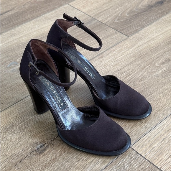 90s Nylon Via Spiga Dark Brown Women's Mary Jane Heels 5.5 - Picture 1 of 6